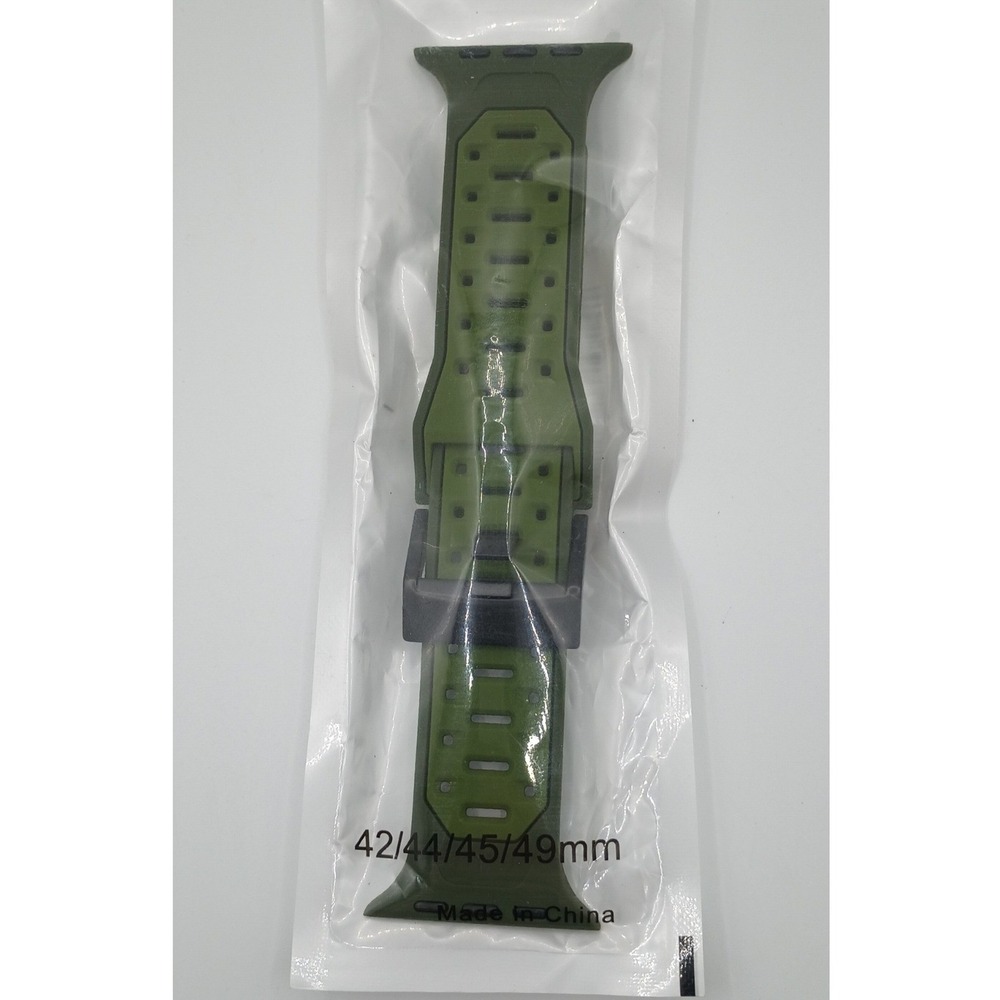 Olive Green Rugged Sport Band compatible Apple Watch 42 44 45 49mm Series SE